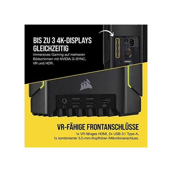 Corsair ONE i140 Kompakter Gaming-PC (Intel Core i7-9700K, NVIDIA RTX 2080 mit Flüssigkühlung, SSD M.2 480GB, HDD 2TB, DDR4 32GB, Windows 10) Schwarz
