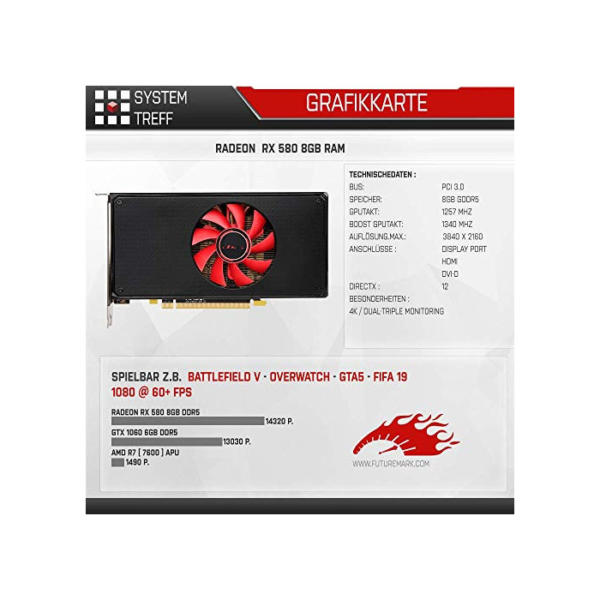 SYSTEMTREFF® Gaming PC AMD Ryzen 5 5500 6x4.2GHz | AMD Radeon RX 6750 XT DX12 | 512GB M.2 NVMe + 1TB HDD | 16GB DDR4 RAM | WLAN Desktop Computer Rechner für Gamer, Zocker & Streamer