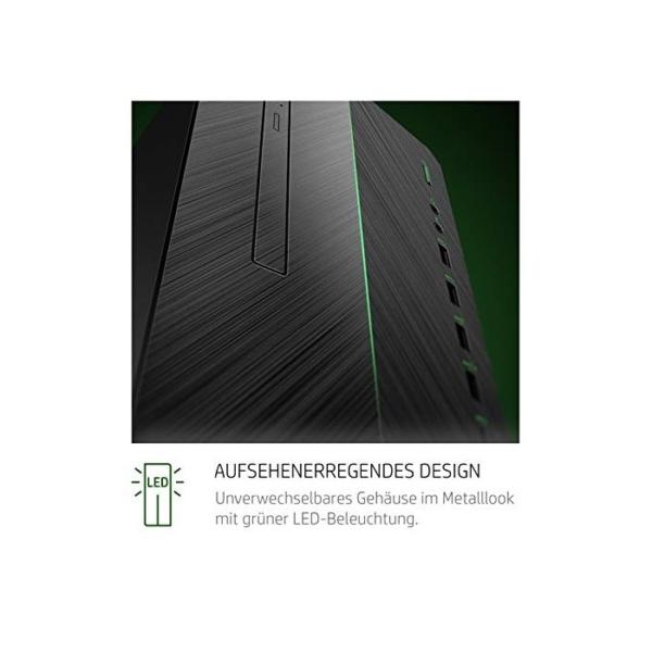 HP Pavilion Gaming 690-0515ng Desktop PC (Intel Core i7-8700, 256 GB SSD + 1 TB HDD, 16 GB DDR4 (2X 8 GB), Nvidia GeForce GTX 1060 6GB DDR5, Windows 10) schwarz / grün