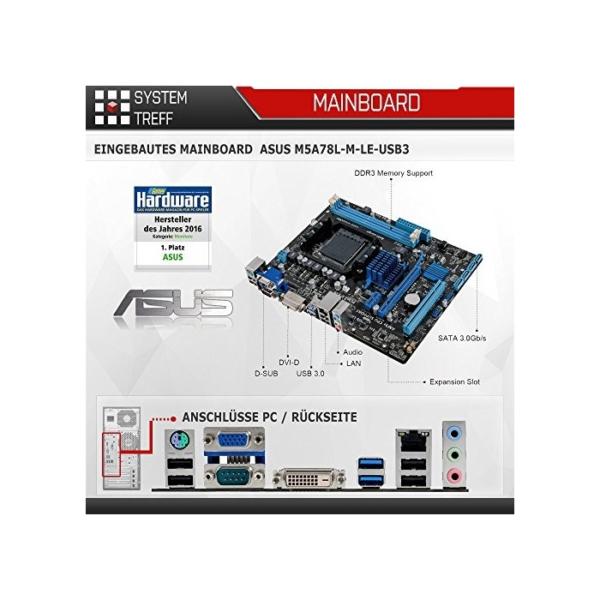 SYSTEMTREFF® Basic Gaming PC AMD Athlon X4 970 4x4GHz | Nvidia Geforce GTX 1630 4GB DX12 | 256GB SSD | 16GB DDR4 RAM | WLAN Desktop Computer Rechner für Gamer, Zocker