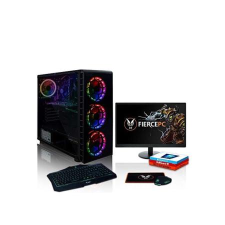 Fierce Exile RGB Gaming PC Bundeln - Schnell 4.0GHz Quad-Core AMD Ryzen 3 2300X, 1TB HDD, 16GB 3000MHz, NVIDIA GeForce GTX 1650 4GB, Tastatur (QWERTZ), Maus, 21.5-Zoll-Monitor, Lautsprecher 432631