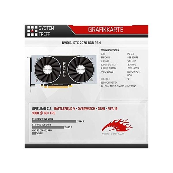 SYSTEMTREFF® Gaming PC Intel Core i9-11900KF 8x5.3GHz | Nvidia GeForce RTX 3070 8GB DX12 | 1TB M.2 NVMe + 2TB HDD | 32GB DDR4 RAM | WLAN Desktop Computer Rechner für Gamer, Zocker & Streamer