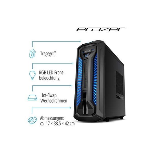 MEDION ERAZER Bandit E10 Gaming Desktop PC (Intel Core i5-9400F, 16GB DDR4 RAM, 1TB HDD, 512GB PCIe SSD, NVIDIA GeForce GTX 1650 4GB GDDR5, DVD, Hot-Swap, WLAN, Win 10 Home)