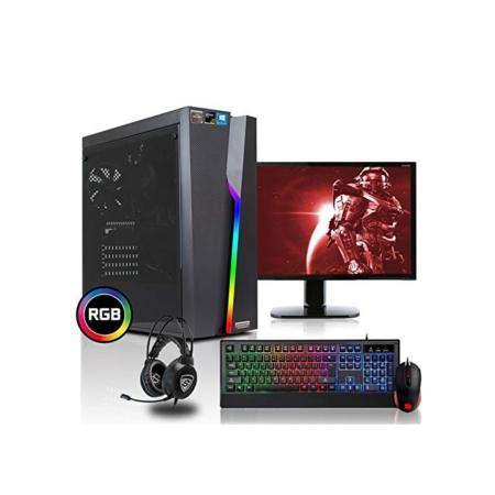 dcl24.de [11678] Gaming Komplett PC Set Bolt RGB AMD Ryzen 5-3600 6x3.4 GHz -240GB SSD & 1TB HDD, 16GB DDR4, GTX1660Ti 6GB, 24 Zoll TFT Maus Tastatur Headset WLAN Windows 10 Pro