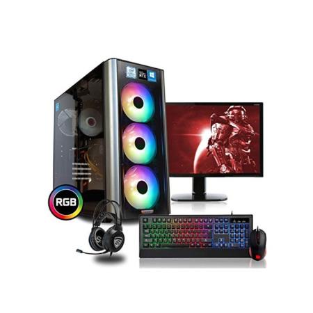 dcl24.de [11675] Gaming Komplett PC Set Bolt RGB AMD Ryzen 3-3200G 4x3.6 GHz - 240GB SSD & 1TB HDD, 16GB DDR4, GTX1650 Super 4GB, mit 24 Zoll TFT, Maus, Tastatur, Headset, WLAN, Windows 10 Pro