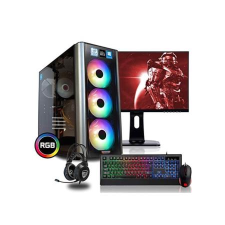 dcl24.de [11676] Gaming Komplett PC Set Bolt RGB AMD Ryzen 3-3200G 4x3.6 GHz - 240GB SSD & 1TB HDD, 16GB DDR4, GTX1650 Super 4GB, mit 24 Zoll G TFT, Maus, Tastatur, Headset, WLAN, Windows 10 Pro