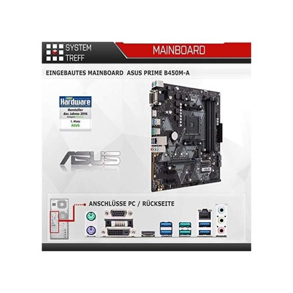 SYSTEMTREFF® Basic Gaming PC AMD Ryzen 5 5600G 6x4.4GHz | AMD RX Vega 7 4K HDMI DX12 | 512GB M.2 NVMe | 16GB DDR4 RAM | WLAN Desktop Computer Rechner für Gamer, Zocker