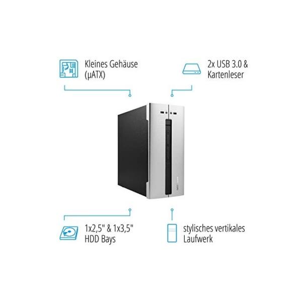 MEDION P63002 Desktop PC (Intel Core i5-9400, 16GB DDR4 RAM, 128GB SSD, 1TB HDD, DVD, Intel UHD 630, Win 10 Home)