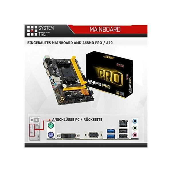 Multimedia Gaming PC AMD A8-9600 4x3.1GHz |MSI Board|16GB DDR4|256GB M.2 SSD 1000GB HDD|Radeon R7 Series HDMI|DVD-RW|USB 3.0|SATA3|Sound|Windows 10 Pro|GigabitLan|3 Jahre Garantie|Made in Germany|C