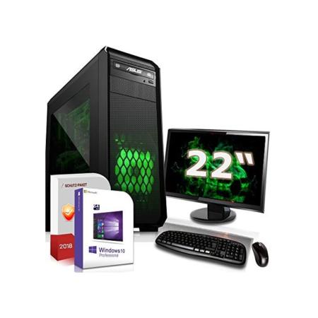 Multimedia PC mit Monitor AMD Ryzen 3 3100 4X 3.6GHz |MSI Board|22 Zoll TFT|8GB DDR4|256GB M.2 SSD|GTX 1650 4GB|DVD-RW|USB 3.0|SATA3|Sound|Windows 10 Pro|Made in Germany|3 Jahre Garantie