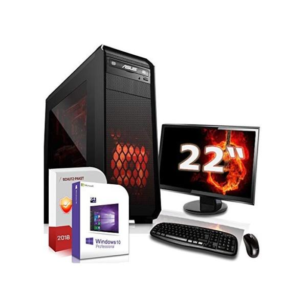 Gamer PC Set mit Monitor AMD Ryzen 5 3400G 4x3.7Ghz |ASUS Board|22 Zoll TFT|16GB DDR4|256GB SSD 2000GB HDD|Radeon RX Vega 11 Grafik 4K HDMI|DVD-RW|USB 3.1|SATA3|Sound|Windows 10 Pro|GigabitLan|3 Jah