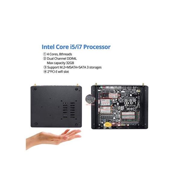 WEIDIAN 8. Generation lüfterloser Industrie Mini PC Intel Core I7 8550U 4 USB3.0 4 USB2.0 2 LAN HDMI DP EDP WiFi Bluetooth 4.0 4K Ausgang Gaming PC Windows 10 Pro(32G+512G SSD)