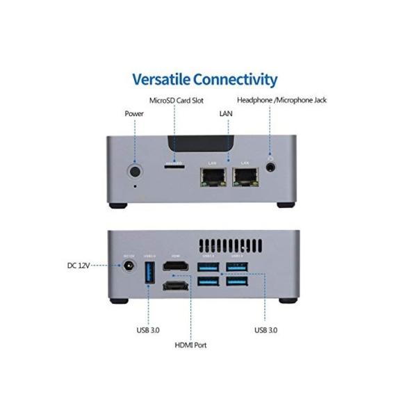 AWOW Mini PC AK34 Windows 10 6GB DDR4 128GB SSD Micro Desktop Computer, Intel Celeron J3455 4K HD/2.4G+5G WiFi/BT 4.2/Dual LAN/HDMI*2