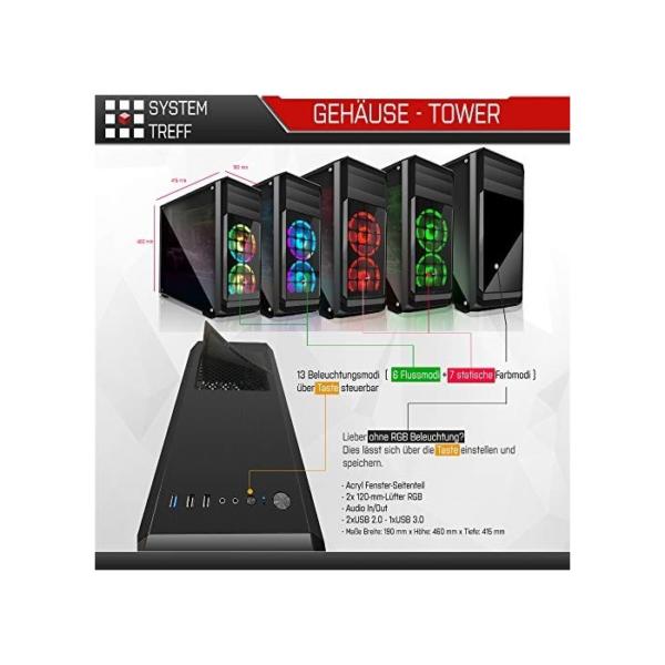 SYSTEMTREFF® Basic Gaming PC AMD Ryzen 5 PRO 4650G 6x4.3GHz | AMD RX Vega 7 4K HDMI DX12 | 512GB M.2 | 8GB DDR4 RAM | WLAN Desktop Computer Rechner für Gamer, Zocker