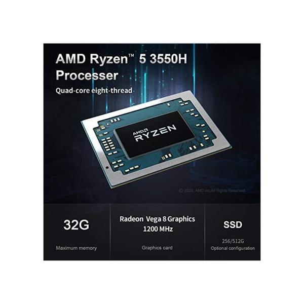 Mini PC, Beelink GT-R Windows 10 Pro Desktop Computer, AMD Ryzen 5 3550H CPU (2.1-3.7GHz 4C/8T), 8GB DDR4+256GB M.2 NVMe SSD+1TB HDD, Extended RAM & SSD/WiFi 6/2* Gigabit Port/Dual HDMI+Display Port