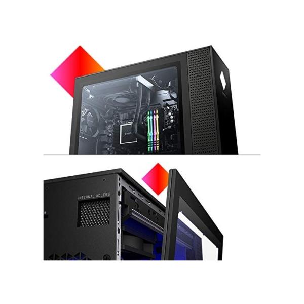 OMEN GT13-0013ng Gaming Desktop (Intel Core i9-10900KF, HyperX XMP 64GB DDR4 RAM, 1TB HDD, 1TB SSD, Nvidia GeForce RTX 2080Ti 11GB GDDR6, RGB, Windows 10) schwarz mit Seitenfenster