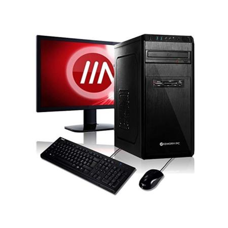 Komplett PC-Paket Ryzen 5 3400G 4X 4.2 GHz Turbo, 16 GB DDR4, 240 GB SSD + 2000 GB, Vega 11 Grafik, Windows 10 Pro 64bit + 24 Zoll TFT + Tastatur Set + W-LAN Bundle