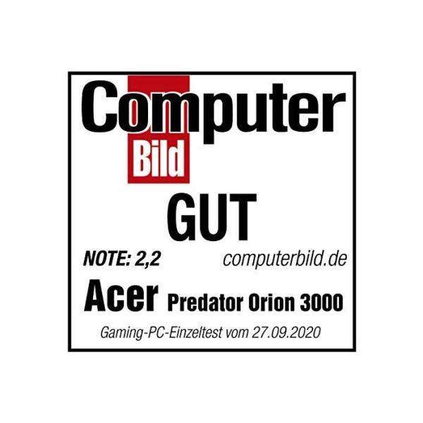 Predator Orion 3000 (PO3-620) Intel Core i7-10700 / 16 GB DDR4 RAM schwarz / 1.000 GB HDD + 512 GB PCIe SSD / NVIDIA GeForce RTX 2060 (6 GB GDDR6) / Windows 10 Home (64 Bit)