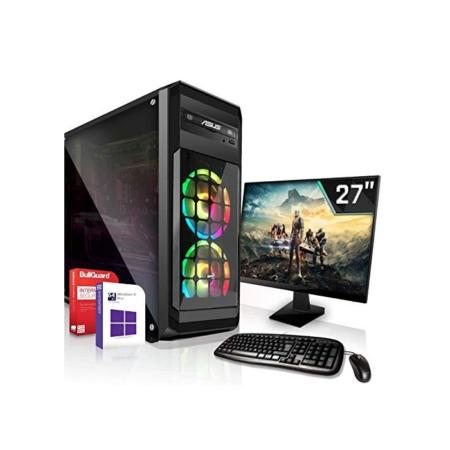 Gaming Komplett PC Set|AMD Athlon 3000G |Maken Board|27 Zoll Monitor|Nvidia Geforce GT 1030 2GB|120GB SSD + 1000GB HDD|CD/DVD Laufwerk|Windows 10 Pro|WLAN|3 Jahre Garantie