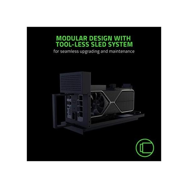 Razer Tomahawk Gaming Desktop - Modularer SFF-Gaming-Desktop mit NVIDIA GeForce RTX 3080 (Intel i9-9980HK, 16GB DDR4 RAM, 512GB PCIe + 2TB HDD, 750W Netzteil) Schwarz