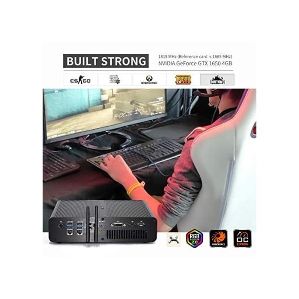 qikemall Mini PC Windows 10,Mini Gaming PC Core I7 7820HQ/HK, GeForce GTX 1650 4GB,16GB RAM DDR4, 512G NVME SSD 1TB HDD,Mini Computer HDMI DP DVI-D Optical Type-C WI-FI 6