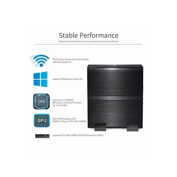 qikemall Mini PC Windows 10,Mini Gaming PC Core I7 7820HQ/HK, GeForce GTX 1650 4GB,16GB RAM DDR4, 512G NVME SSD 1TB HDD,Mini Computer HDMI DP DVI-D Optical Type-C WI-FI 6