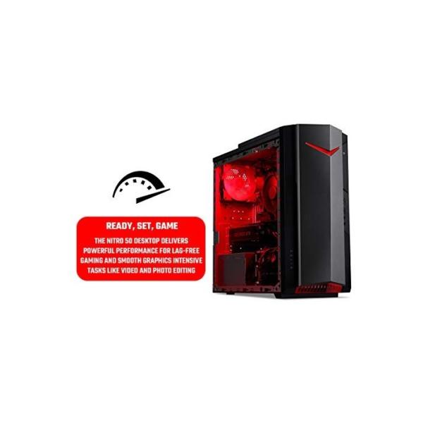 Acer Nitro N50-610 Gaming Desktop PC (Intel Core i5-10400F, 8GB RAM, 1TB HDD, NVIDIA GTX 1650, kabellose Tastatur und Maus, Windows 10, schwarz)