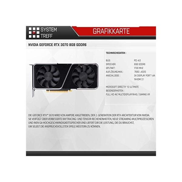 SYSTEMTREFF® Gaming PC Intel Core i9-11900KF 8x5.3GHz | Nvidia GeForce RTX 3070 8GB DX12 | 1TB M.2 NVMe + 1TB HDD | 16GB DDR4 RAM | Windows 11 | Desktop Computer Rechner für Gamer, Zocker & Streamer