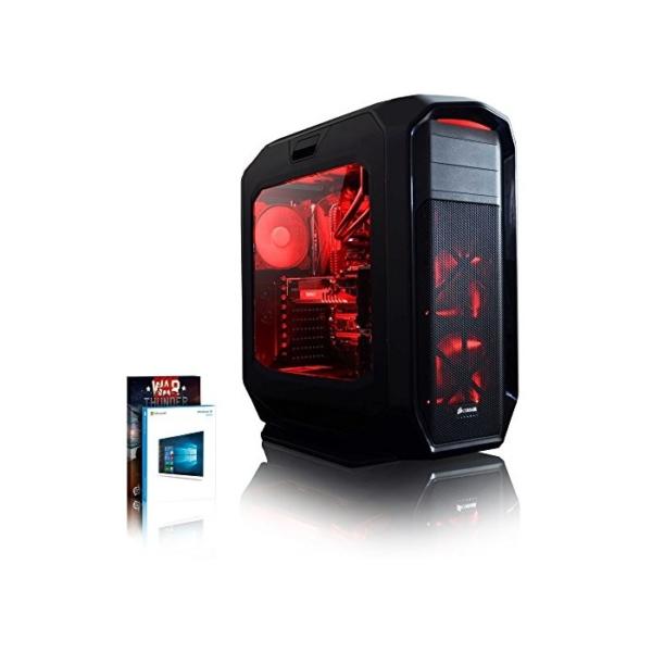 VIBOX Zion 12 Desktop-PC (Intel Core i7 – 5820 K, 64 GB RAM, Festplatte hybrides 3 TB + Festplatte Solido 480 GB, Nvidia Geforce GTX Titan X 12 GB, Windows 10) Neon Rot – Paket mit Spiel War Thunder