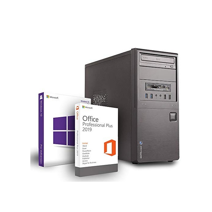 Ankermann Work Home Büro PC Intel CPU 2X 2.90 Ghz dual Core HD Graphic 8GB RAM 480GB SSD 500GB HDD Windows 10 PRO Leise Office Professional