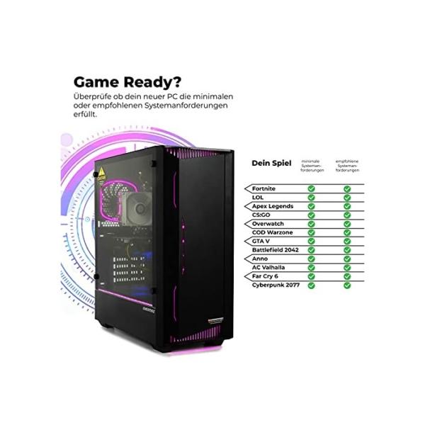 dcl24.de Gaming PC [15467] AMD Ryzen 5 3600 6x4.2 GHz Turbo - 500GB SSD & 2TB HDD, 32GB DDR4, RTX3060 12GB, WLAN, Windows 11 Pro
