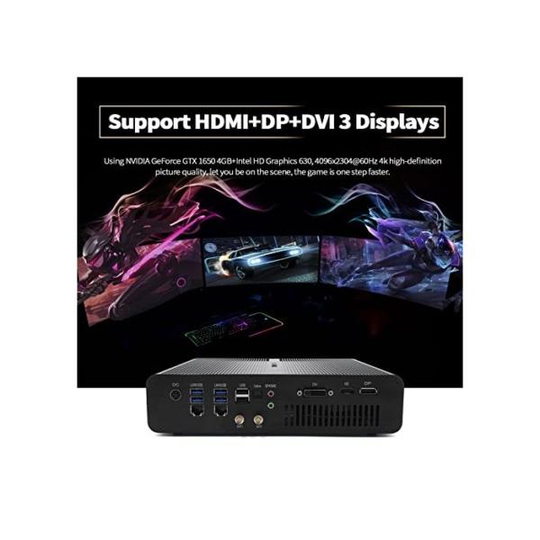 FANPEEC Mini Desktop PC Windows 10 Pro, Gaming Mini PC Core i7-7920HQ, DDR4 32G RAM/512G SSD/1TB HDD, GeForce GTX 1650,Mini Computer,HDMI+DP+DVI,4K HD,6*USB3.0+2*USB2.0+TypC3.1,WiFi,BT4.2, Small PC