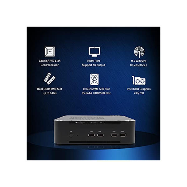 Intel i9-11900 Mini PC, 32GB RAM 512GB SSD 1TB HDD, Windows 11 Pro, TPM 2.0/WiFi 6/BT 5.2/WOL/HDMI/4K/RJ45 LAN/8* USB 3.1, Mini Desktop PC with Intel UHD Graphics 750