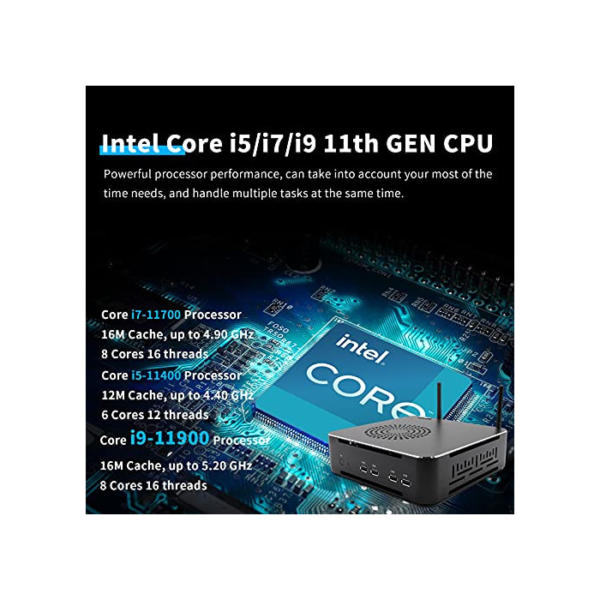 Intel i9-11900 Mini PC, 32GB RAM 512GB SSD 1TB HDD, Windows 11 Pro, TPM 2.0/WiFi 6/BT 5.2/WOL/HDMI/4K/RJ45 LAN/8* USB 3.1, Mini Desktop PC with Intel UHD Graphics 750
