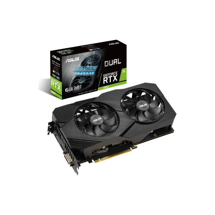 ASUS Dual Nvidia GeForce RTX 2060 6GB EVO Gaming Grafikkarte (GDDR6 Speicher, PCIe 3.0, 1x HDMI 2.0b, 1x DVI, 1x DisplayPort 1.4, DUAL-RTX2060-6G-EVO)