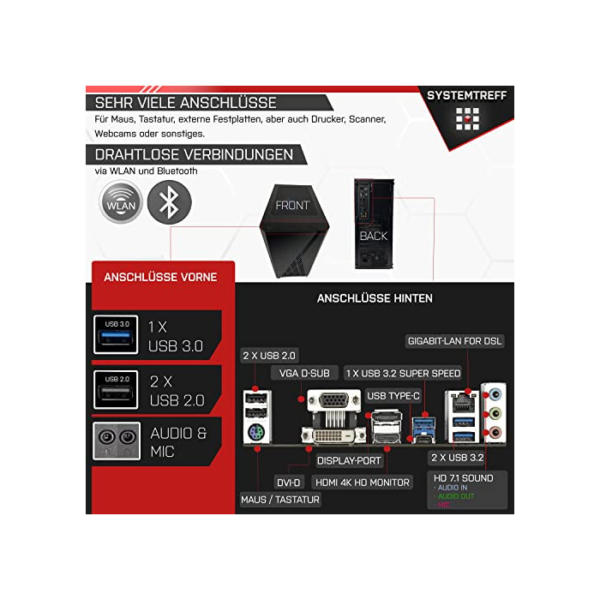 SYSTEMTREFF High-End Gaming PC Intel Core i9-12900KF 16x5.2GHz | Nvidia GeForce RTX 4070 Ti Super 16GB DX12 | 1TB M.2 NVMe | 32GB DDR5 RAM | WLAN Desktop Computer Rechner für Gamer, Zocker & Streamer Intel Core i9-12900KF RTX 4070 Ti Super 16GB | 1TB | 32GB RAM