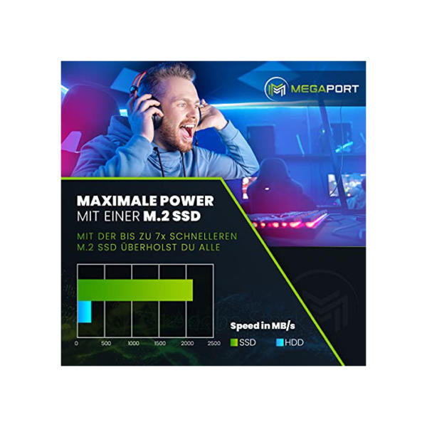 Megaport Gaming PC AMD Ryzen 5 4500 6X 3.60GHz • Nvidia GeForce RTX 3060 12GB • 16GB 3200MHz DDR4 RAM • 250GB M.2 SSD+1TB HDD • WLAN • Gamer PC • Gamer pc Computer Gaming rechner