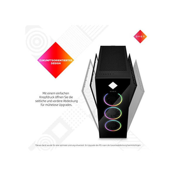 OMEN Gaming PC | Intel Core i9-12900K | 32GB RAM | 1TB SSD + 2TB HDD | NVIDIA GeForce RTX 3080Ti | Windows 11 | Schwarz | Seitenfenster | RGB-Lüfter | Flüssigkeitskühlung & OMEN Cryo Chamber