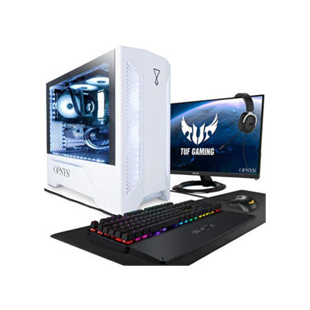 OPSYS Gallantis-V3 Weiß Gaming PC Computer mit Display und Tastatur, Maus (AMD Ryzen 5 5600X, Geforce RTX 3070, 1 TB NVMe SSD, 2 TB HDD, 16 GB RAM, Bluetooth, Windows 11)