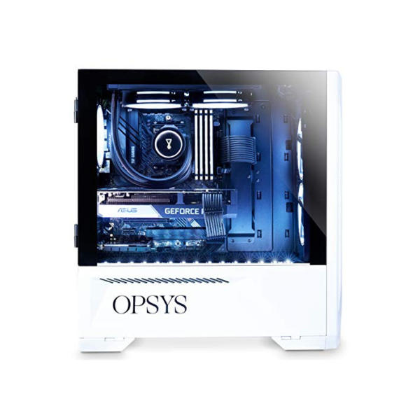 OPSYS Gallantis-V3 Weiß Gaming PC Computer mit Display und Tastatur, Maus (AMD Ryzen 5 5600X, Geforce RTX 3070, 1 TB NVMe SSD, 2 TB HDD, 16 GB RAM, Bluetooth, Windows 11)