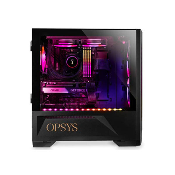 OPSYS Gallantis-i3 RGB Gaming PC Computer mit Display und Tastatur, Maus (AMD Ryzen 5 5600, Geforce RTX 3060 Ti, 1 TB NVMe SSD, 2 TB HDD, 16 GB RAM, Bluetooth, Ohne OS) 16GB RAM / 1TB SSD / Ohne OS PC (Schwarz) + 24