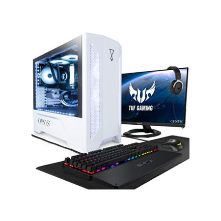 OPSYS Gallantis-i4 Weiß Gaming PC Computer mit Display und Tastatur, Maus (AMD Ryzen 5 5600, Geforce RTX 3060 Ti, 1 TB NVMe SSD, 2 TB HDD, 32 GB RAM, Bluetooth, Ohne OS)