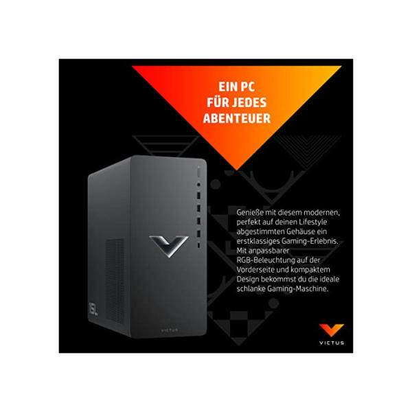 HP VICTUS Gaming PC, Intel Core i7-12700F, 16GB DDR4 RAM, 512GB SSD + 1TB HDD, NVIDIA GeForce RTX 3060Ti, Windows 11 Home, Schwarz