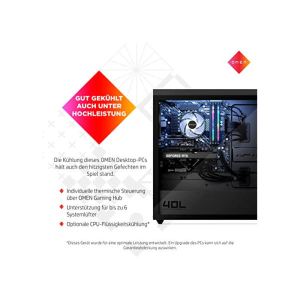OMEN Gaming PC | AMD Ryzen 7 5800X | 32GB DDR4 RAM | 1TB SSD + 2TB HDD | NVIDIA GeForce RTX 3080 | Windows 11 Home | Schwarz | Seitenfenster | RGB-Lüfter | Flüssigkeitskühlung