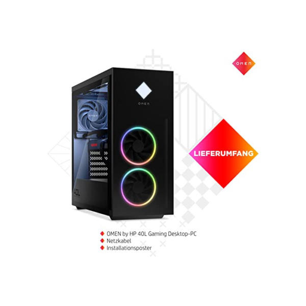 HP OMEN Gaming PC | Intel Core i9-12900K | 32GB DDR4 RAM | 1TB SSD + 2TB HDD | NVIDIA GeForce RTX 3080 | Windows 11 Home | Schwarz | Seitenfenster | RGB-Lüfter | Flüssigkeitskühlung