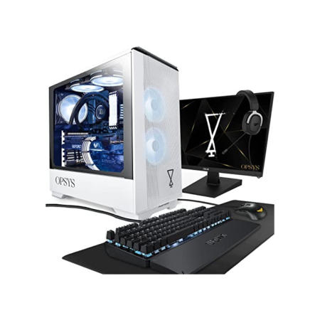 OPSYS Omnia Lite-V6 Weiß Gaming PC Computer mit Display und Tastatur, Maus (AMD Ryzen 5-5500, Geforce RTX 3060 Ti, 1 TB NVMe SSD, 1 TB HDD, 32 GB RAM, Windows 11)