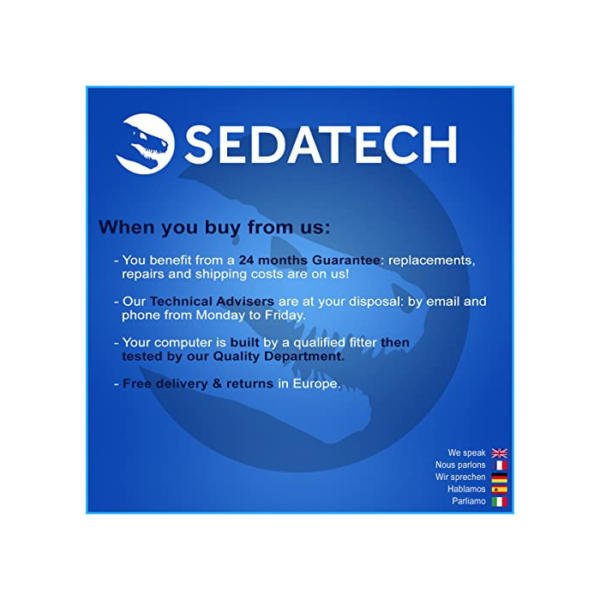 Sedatech Pro Gaming PC • Intel i9-10900KF 10x 3.7GHz • Geforce RTX3070 • 16 GB RAM • 1TB SSD M.2 • 2TB HDD • WLAN • Bluetooth • Windows 11 • Desktop Computer