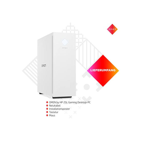 OMEN Gaming PC (AMD Ryzen 5 5600X, 16GB DDR4 RAM, 512GB SSD+1TB HDD, NVIDIA GeForce RTX 3060, Windows 11 Home) Weiß