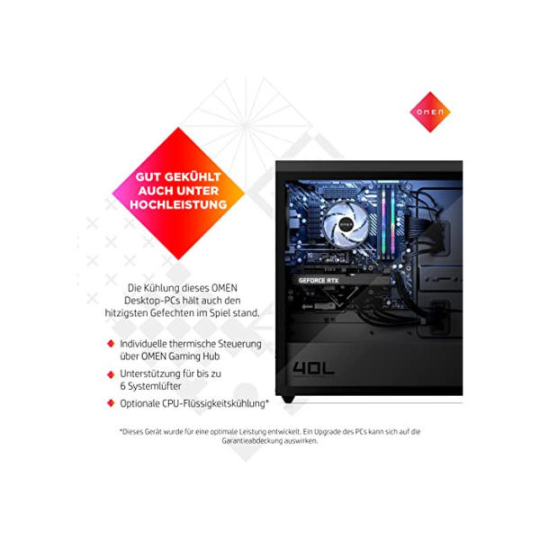 OMEN Gaming PC | AMD Ryzen 7 5800X | 16 GB DDR4 RAM | 512 GB HDD + 1TB SSD | NVIDIA GeForce RTX 3060 Ti | Windows 11 Home | schwarz | Seitenfenster | RGB-Lüfter | Flüssigkeitskühlung