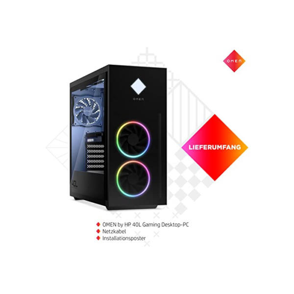 OMEN Gaming PC | AMD Ryzen 7 5800X | 16 GB DDR4 RAM | 512 GB SSD + 1 TB HDD | NVIDIA GeForce RTX 3070 | Windows 11 Home | Schwarz | Seitenfenster | RGB-Lüfter | Flüssigkeitskühlung